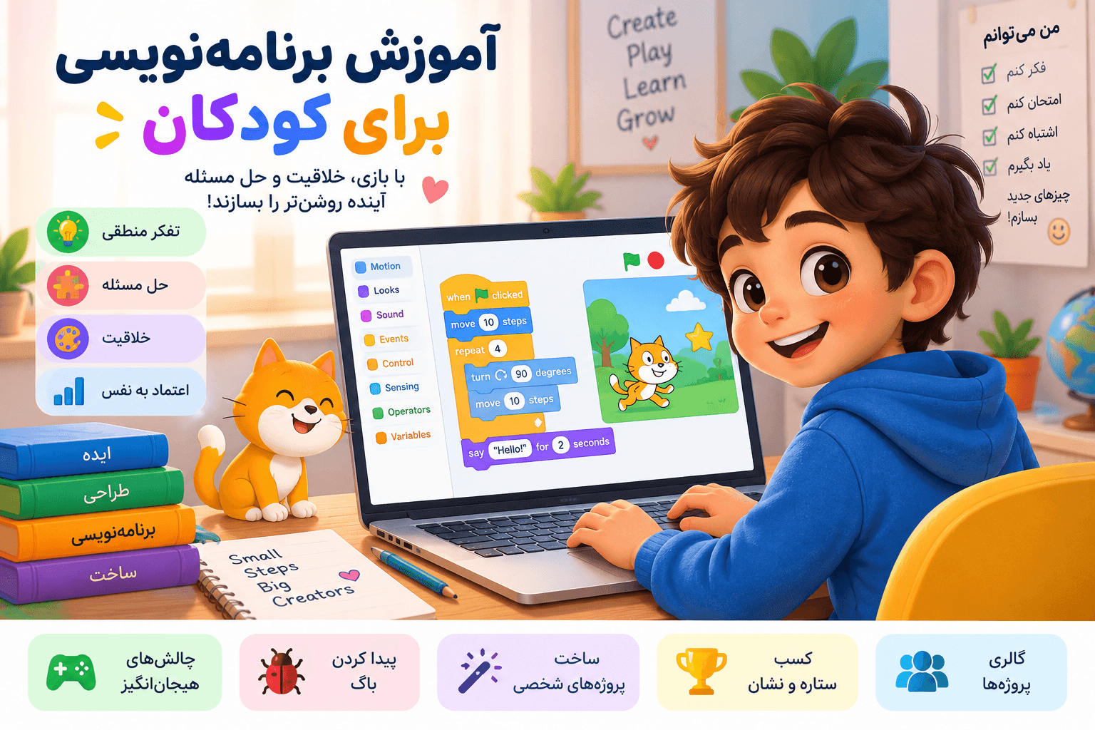 آموزش برنامه‌نویسی برای کودکان با بازی و محیط بلوکی شبیه اسکرچ